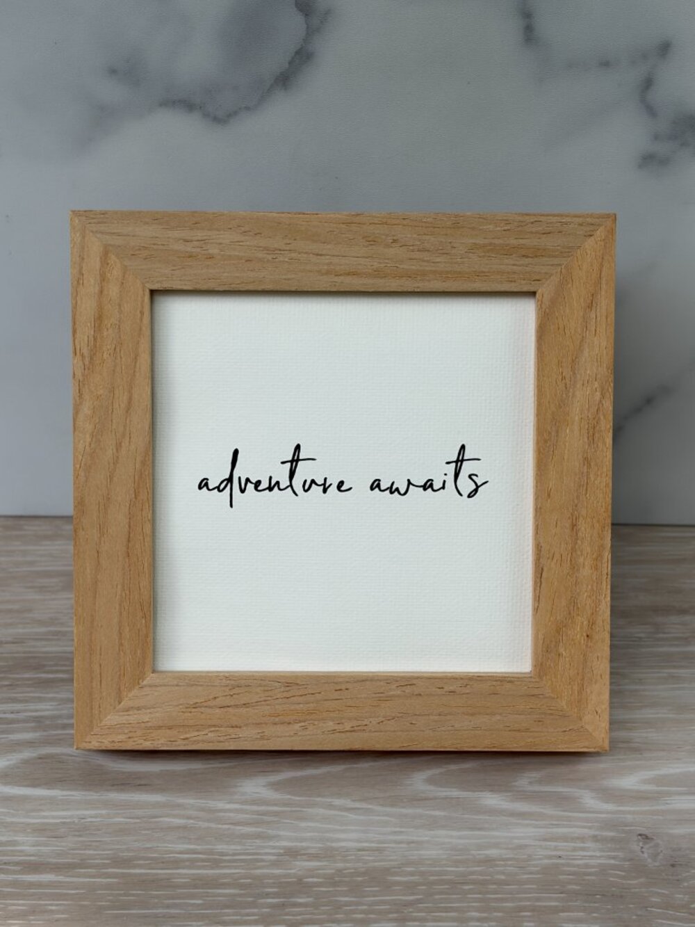 Adventure Awaits Mini Framed Canvas Art 4x4 Natural Farmhouse Tiered Tray Shelf